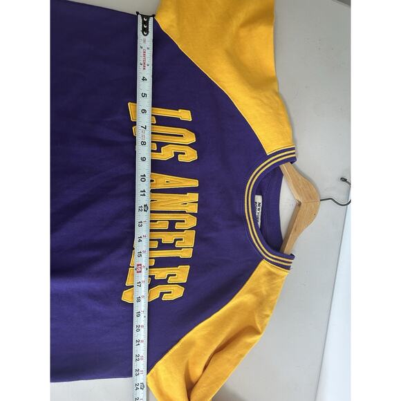 New York Popular Los Angeles Crew Neck Sweatshirt Men's Size Large Purple Yellow - Picture 6 of 9